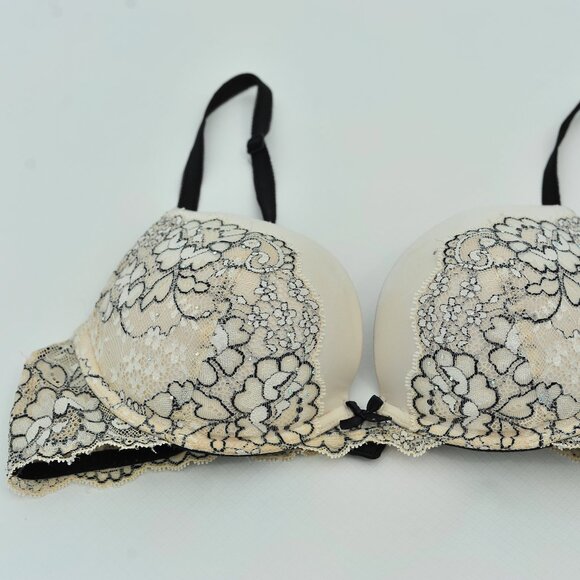 Vintage Victoria’s Secret Floral Embroidery Rhinestones Push Up Bra - Picture 1 of 16
